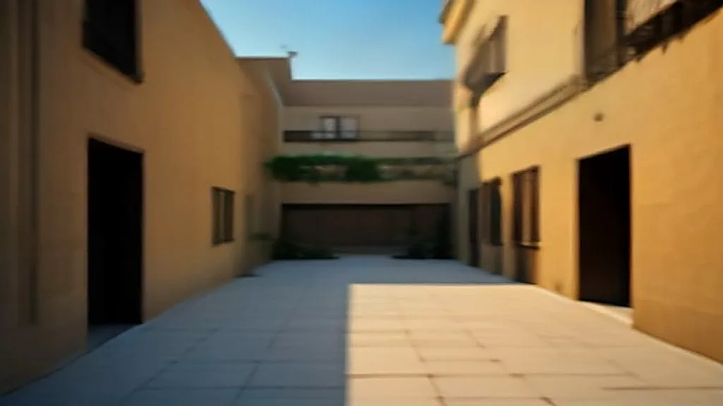 The courtyard of a well-kept apartment block